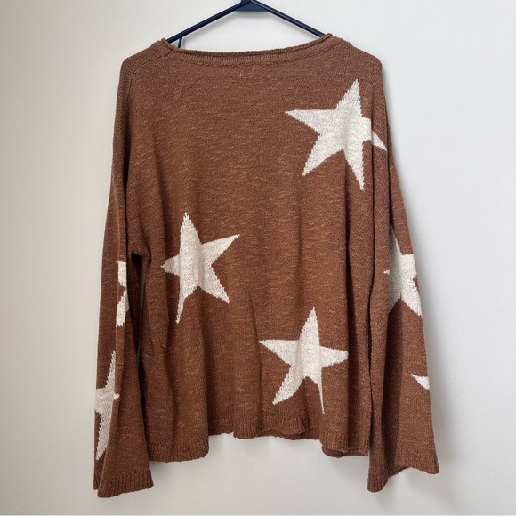 Promesa Pant and Top Set with Stars Brown Mocha Color Wide Leg Size Large - Picture 7 of 16